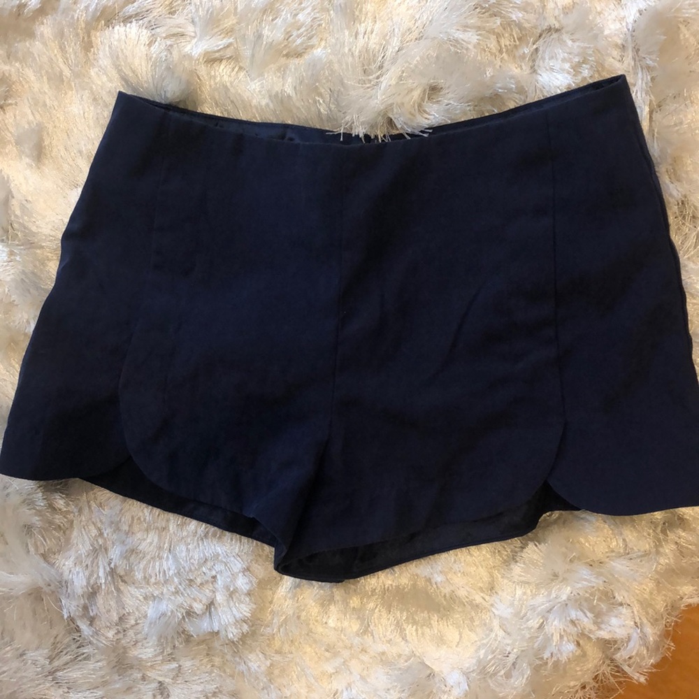 Navy suede shorts